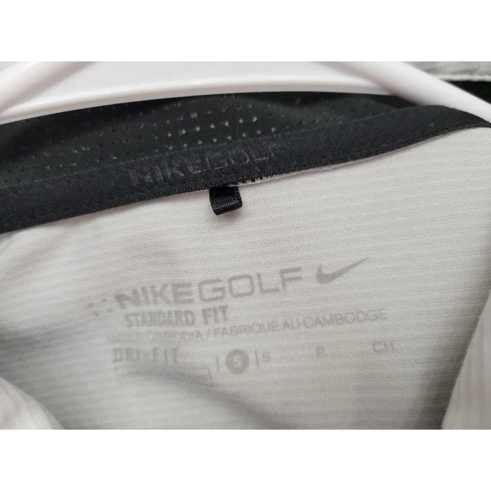 Nike Golf Shirt Dri-Fit Mens Small Standard Fit Short Sleeve Light Gray EUC